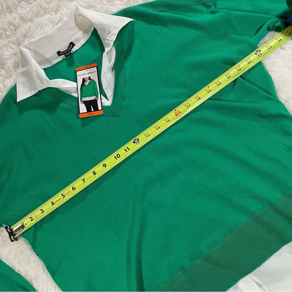 Hilary Radley Emerald Sweater with White Collar - XXL - Picture 6 of 7